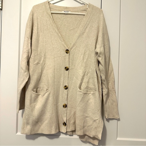 Madewell Beige Button Down Cardigan Size Large Women’s - Picture 2 of 13
